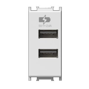 Alimentatore 5v 2 USB 2,4A 1 Modulo Bianco